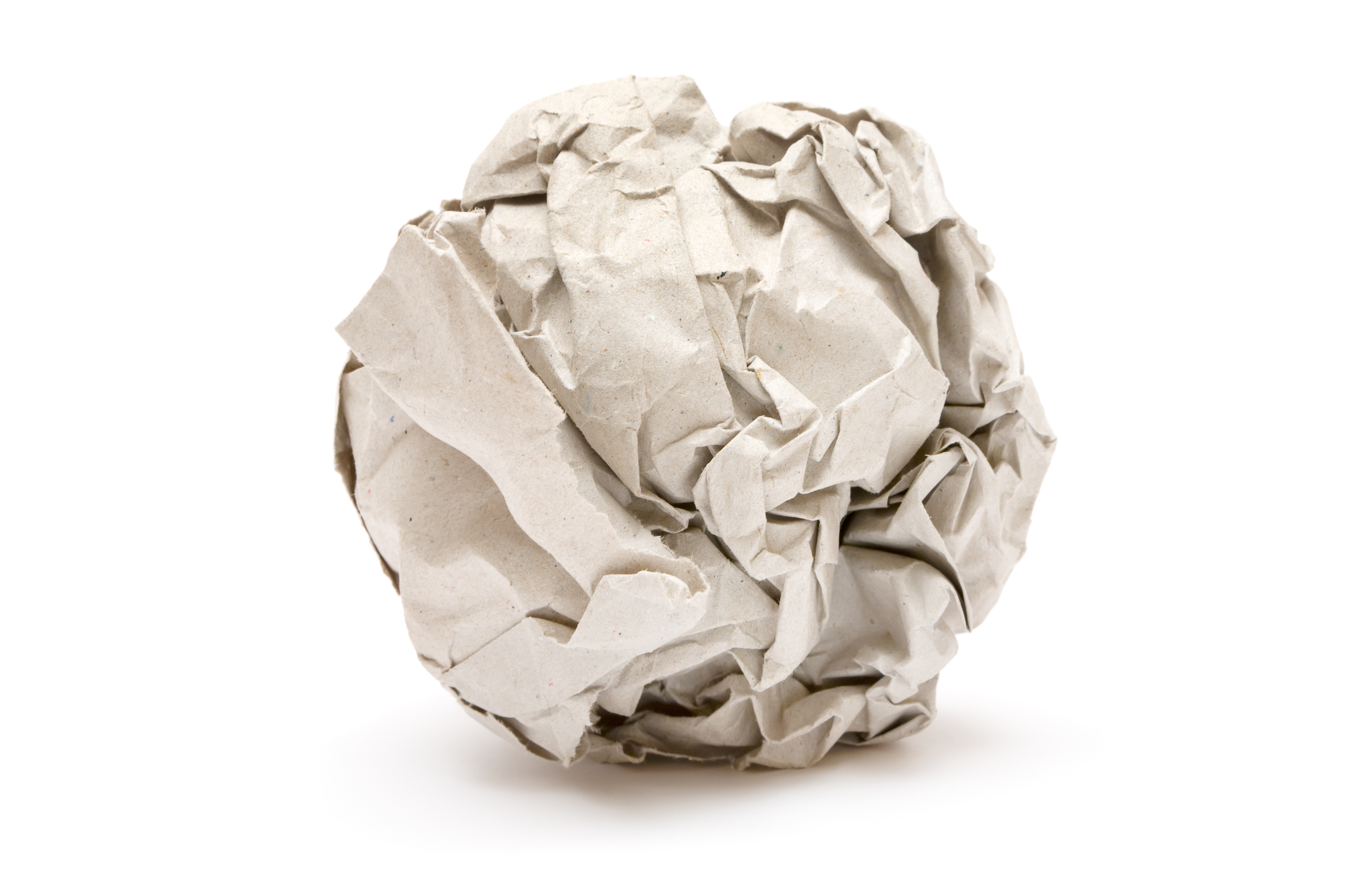 Crumpled paper isolated on a white background.